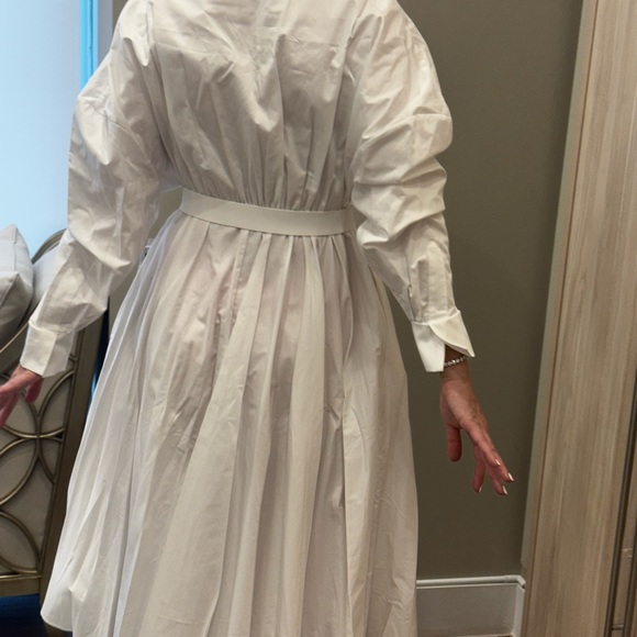 Norma Kamali White Long Sleeve Belted Dress - Picture 7 of 15